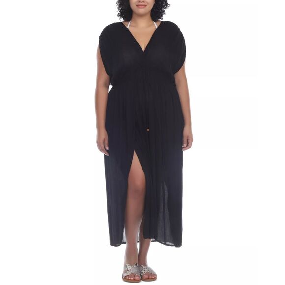 Raviya Other - Raviya Women's Black Sleeveless Front Slit Swim Maxi Dress Cover Up Size 2X NWT
